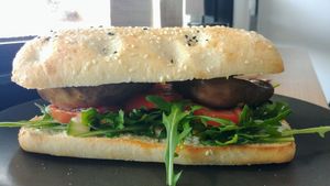 Vegan breakfast roll at The Grantville General in Grantville