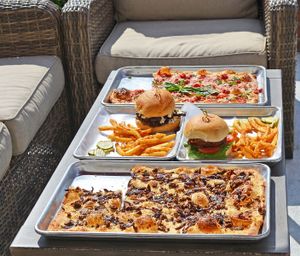 pizza & burgers at Philadium in Philadelphia