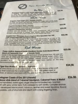 Menu wine at Underground Dining in Bangor