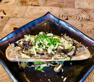 Mushroom bruschetta   at Underground Dining in Bangor