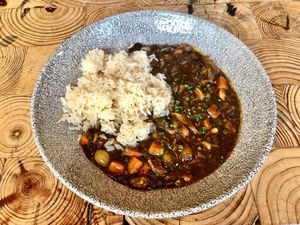 Rolled oats and mushroom stroganoff   at Underground Dining in Bangor