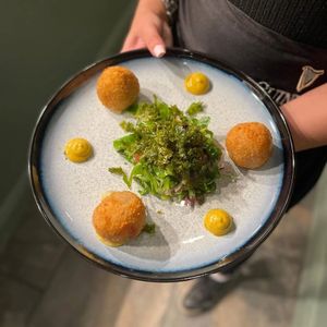 Smoked Applewood Cheese Aranchini  at Underground Dining in Bangor