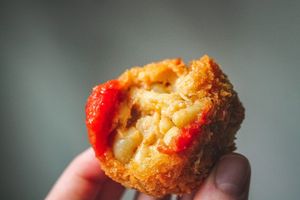 Mac & Cheese bites  at V-Grits and Chimera Brewing in Louisville