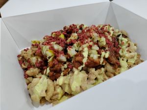 Loaded mac n cheese at V-Grits and Chimera Brewing in Louisville