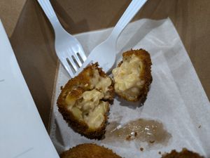 Fried Mac n cheese balls at V-Grits and Chimera Brewing in Louisville