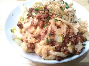 vegan mac and cheese  at V-Grits and Chimera Brewing in Louisville