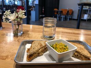 A most delicious V-Grits lunch on Valentine’s Day. The Rueben was a special of the day & one of the regular side choices, Quinoa Salad.  at V-Grits and Chimera Brewing in Louisville