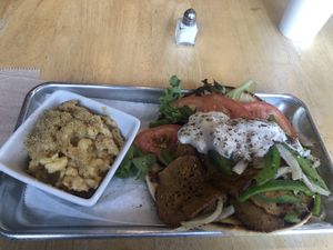 Gyro and side of mac  at V-Grits and Chimera Brewing in Louisville