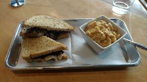 Patty melt and Mac and cheese. Yay! at V-Grits and Chimera Brewing in Louisville