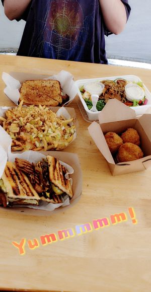 The cheeseburger fries are the bomb!!! at V-Grits and Chimera Brewing in Louisville