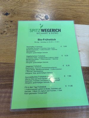 Breakfast options, now including ham (Schinken) - March 2026  at Spitzwegerich KG in Leibnitz