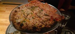 Flatbread with vegan cheese  at Rail Trail Flatbread Co in Hudson