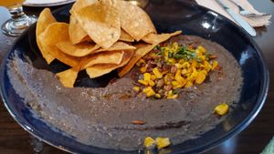 black bean hummus without cheese at Rail Trail Flatbread Co in Hudson