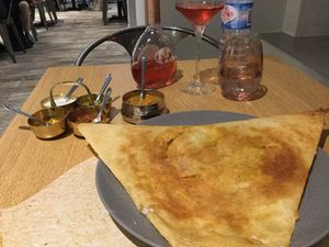 Dosa and wine!  at Veganapati in Lisbon