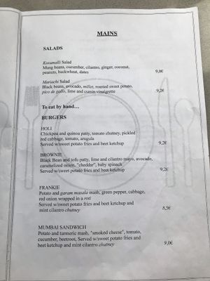 Menu, page 2 at Veganapati in Lisbon