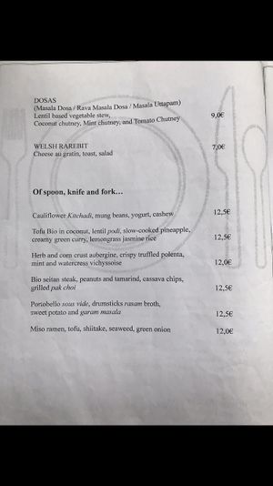Menu, page 3 at Veganapati in Lisbon
