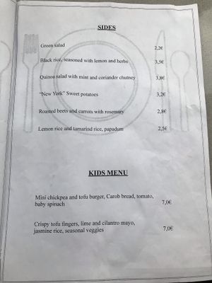 Menu, page 4 at Veganapati in Lisbon