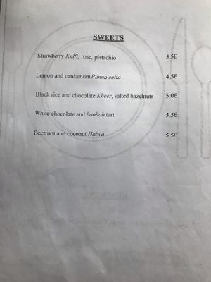 Menu, page 5 at Veganapati in Lisbon