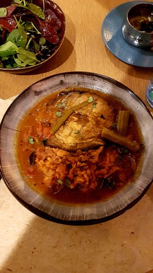 Mushroom Portobello gsram masala main dish at Veganapati in Lisbon