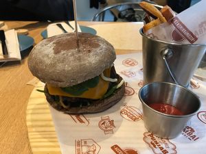 Brownie Burger (Black Beans) at Veganapati in Lisbon
