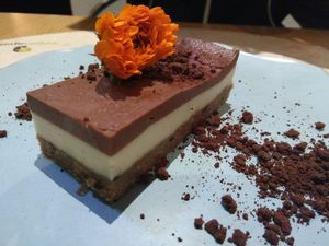 White choclat baobab cake - fantastic creamy! at Veganapati in Lisbon