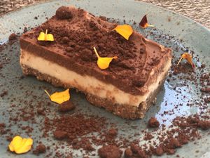 White chocolate cake  at Veganapati in Lisbon