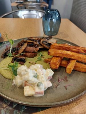 Seitan steak, very delicious at Veganapati in Lisbon