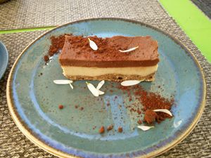 White chocolate and baobab tart at Veganapati in Lisbon