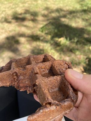 Delicious tofu waffle   at Iriyama Tofu Shop in Kyoto