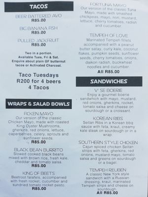 Menu 2 at The Kind Kitchen in Woodstock