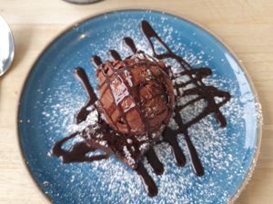 Brownie with icecream at The Beach Deck in Eastbourne