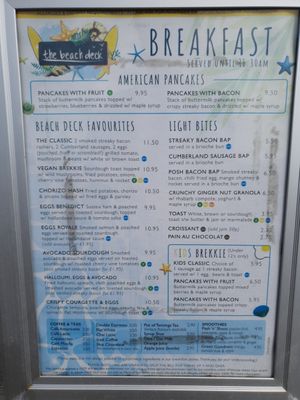 Menu1 at The Beach Deck in Eastbourne
