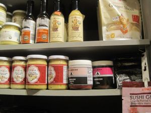Great ginger selection along with liquid smoke, umeboshi and tamarind paste at La Carotte Joyeuse in Quebec