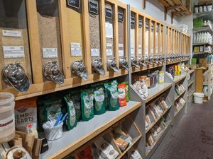 Bulk bins at La Carotte Joyeuse in Quebec