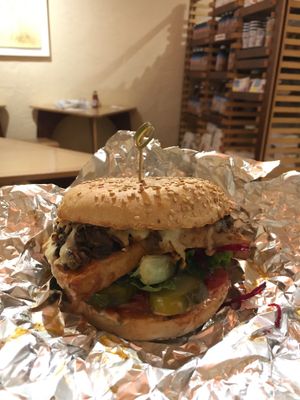 Le burger au tofu !  at La Carotte Joyeuse in Quebec