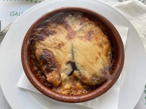 Lasaña vegana at Abe & Pau Cafe in Portomarin