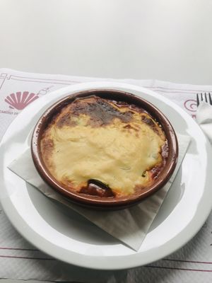 Vegan lasagna at Abe & Pau Cafe in Portomarin