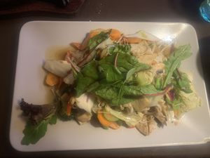 Kokyo wok - Tofu, soy protein, shiitake, mushroom, vegetables 🥦🥕🧅 at Kokyo in Stockholm