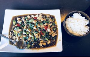 Jiaxiang tofu with rice at Kokyo in Stockholm