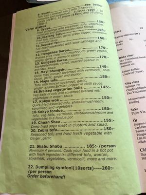 Vegetarian menu at Kokyo in Stockholm