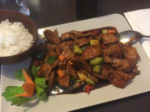 Hongshao surou. Deep fried soy meat. Very tasty!  at Kokyo in Stockholm