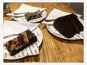 PBJ brownie, rocky road & chocolate cake at Bora Coffee Co in Shirley