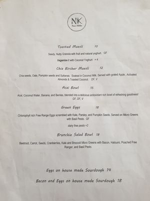 Menu 23/12/2019 at Nina's Kitchen in Gisborne