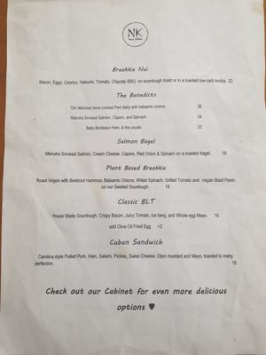 Menu page 2! at Nina's Kitchen in Gisborne