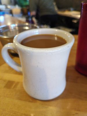 Autumn spice coffee with oat milk at Roasted in Bethlehem