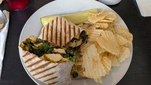 Special vegan wrap with rice paper "bacon" at Roasted in Bethlehem