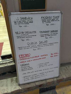 Savory menu items  at Cookie Lady in Rishikesh