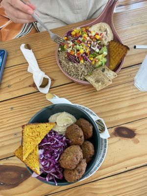 Quinoa salad and falafel plate   at Cookie Lady in Rishikesh