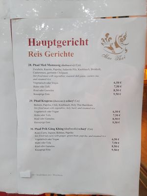 Menu at Maethai in Augsburg