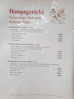 Menu at Maethai in Augsburg